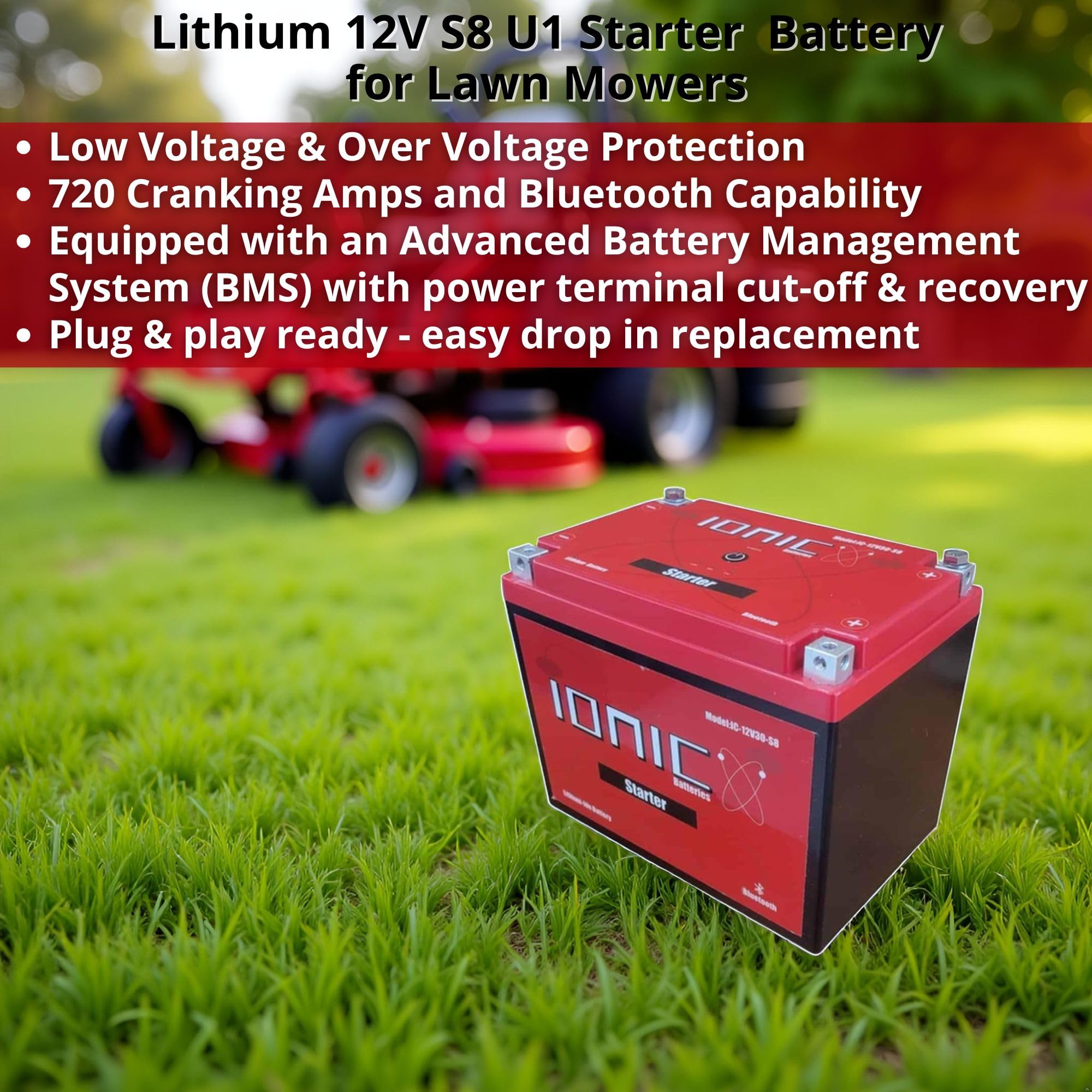 Amazon.com: Ionic Lithium 12V Starter Battery for Zero-Turn Lawn